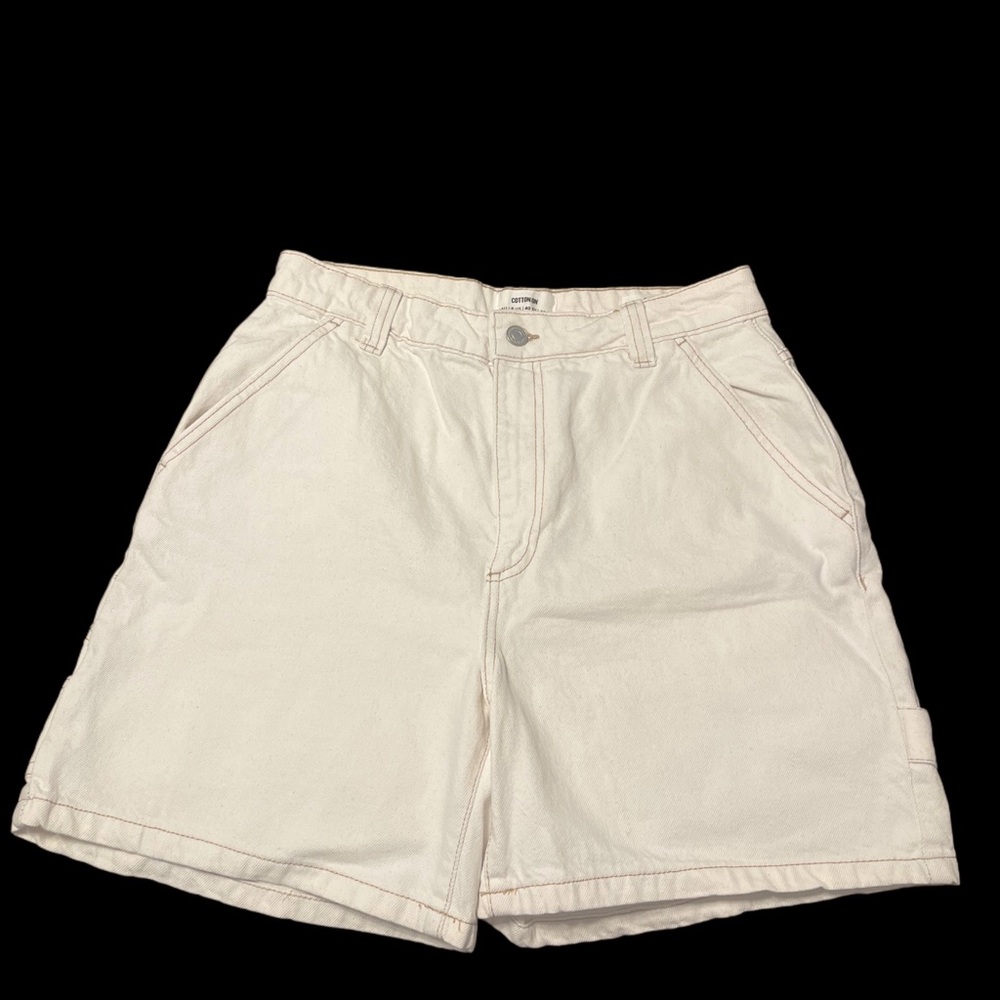 Cotton on Carpenter jean shorts | Off white/ tan | US 8